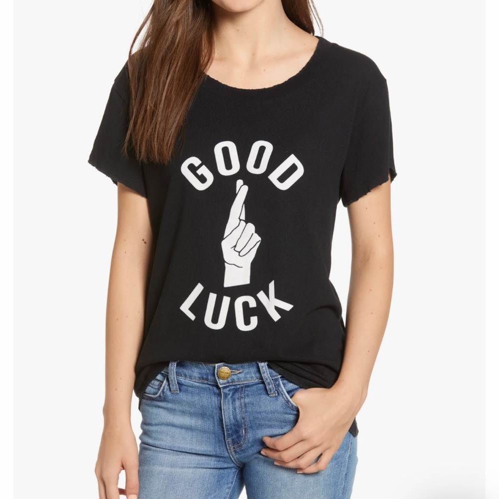 Current-Elliot black “Good Luck” tee